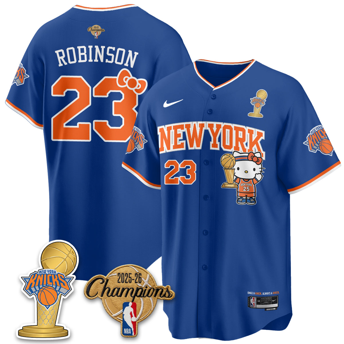 New York Knicks 2026 NBA Champions x Meow Kitty Vapor Jersey - Stitched