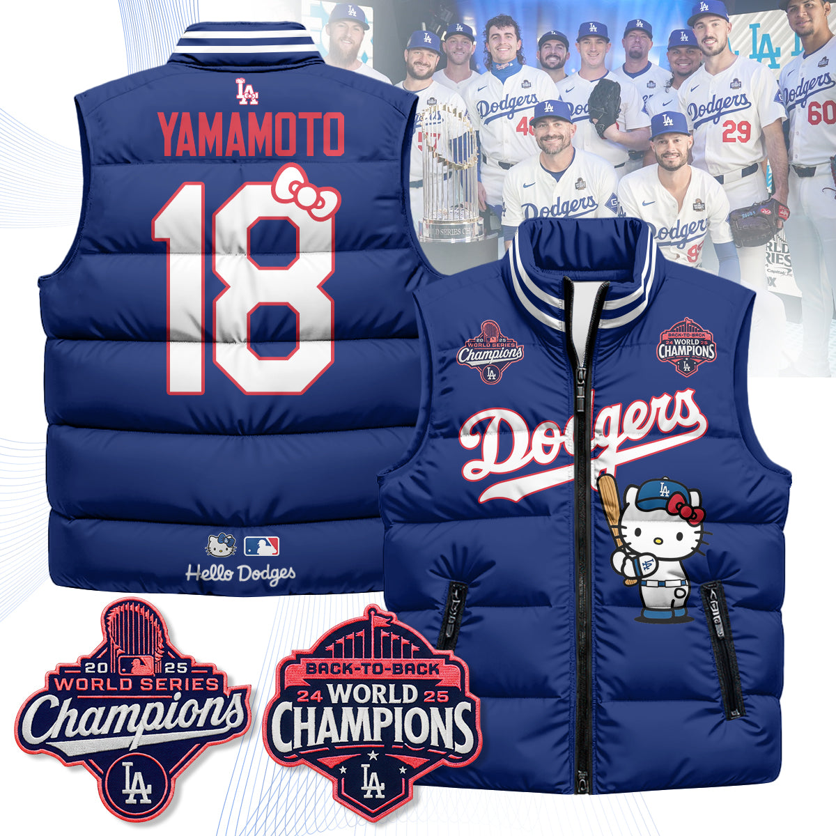 Los Angeles Dodgers Meow KT Edition Unisex Puffer Vest - Printed-NQD