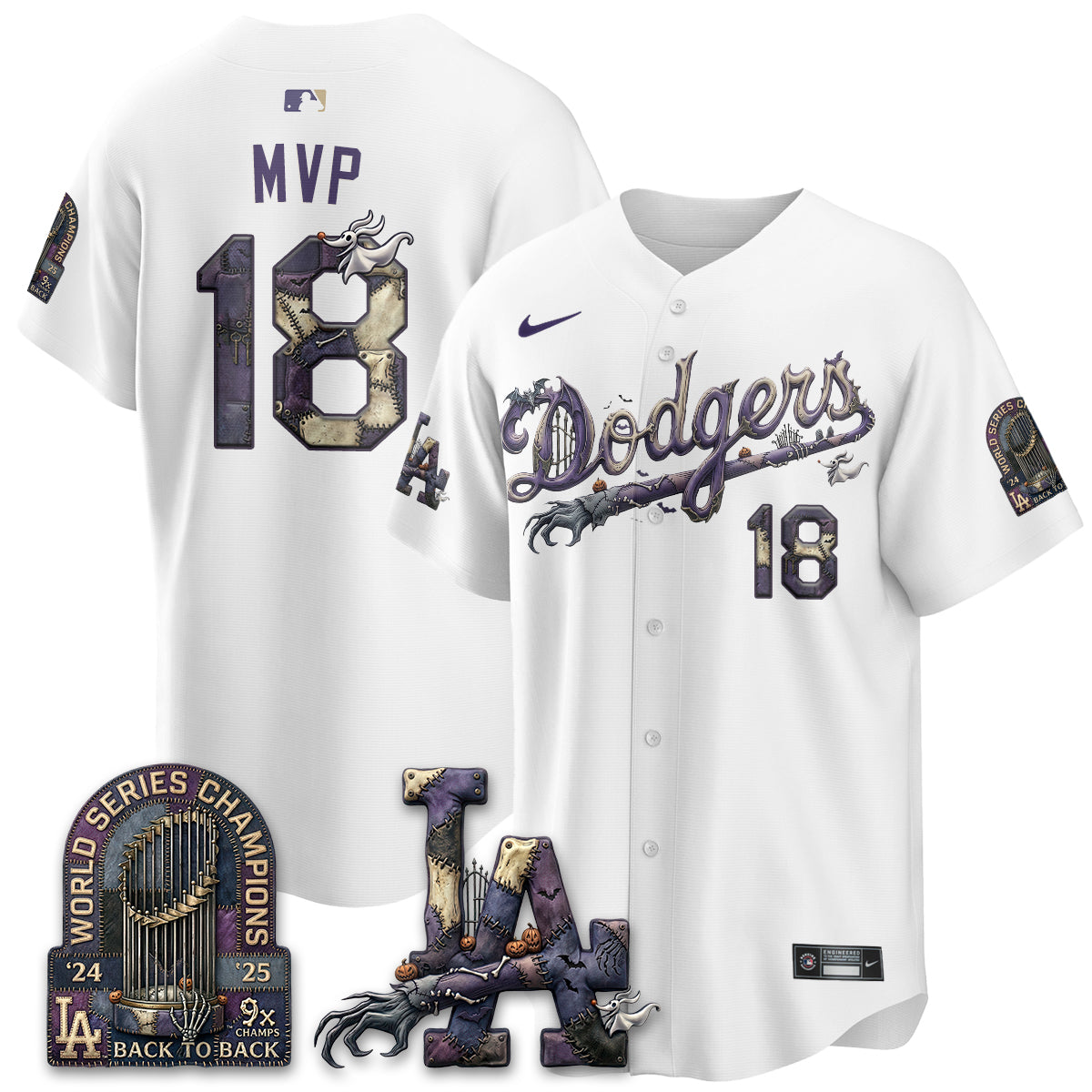 Los Angeles Dodgers Nightmare Edition Vapor Jersey - Printed