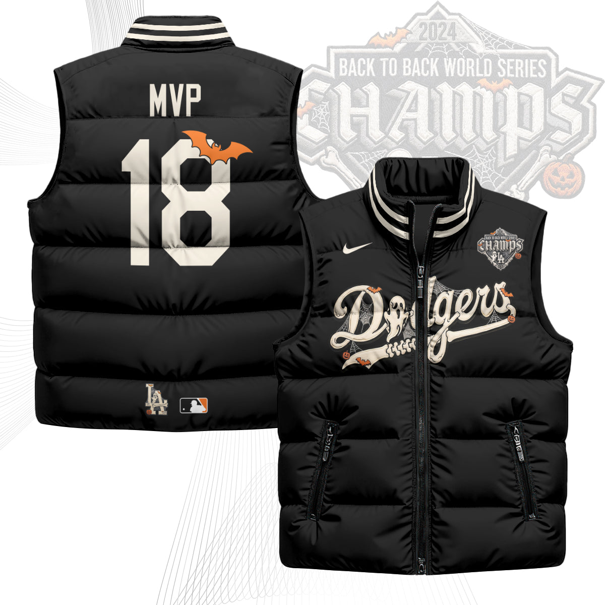 Los Angeles Dodgers Halloween 2026 Unisex Puffer Vest - Printed-NQD