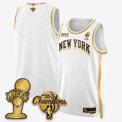 New York Knicks 2026 NBA Champions Gold Edition Vapor Jersey - Stitched