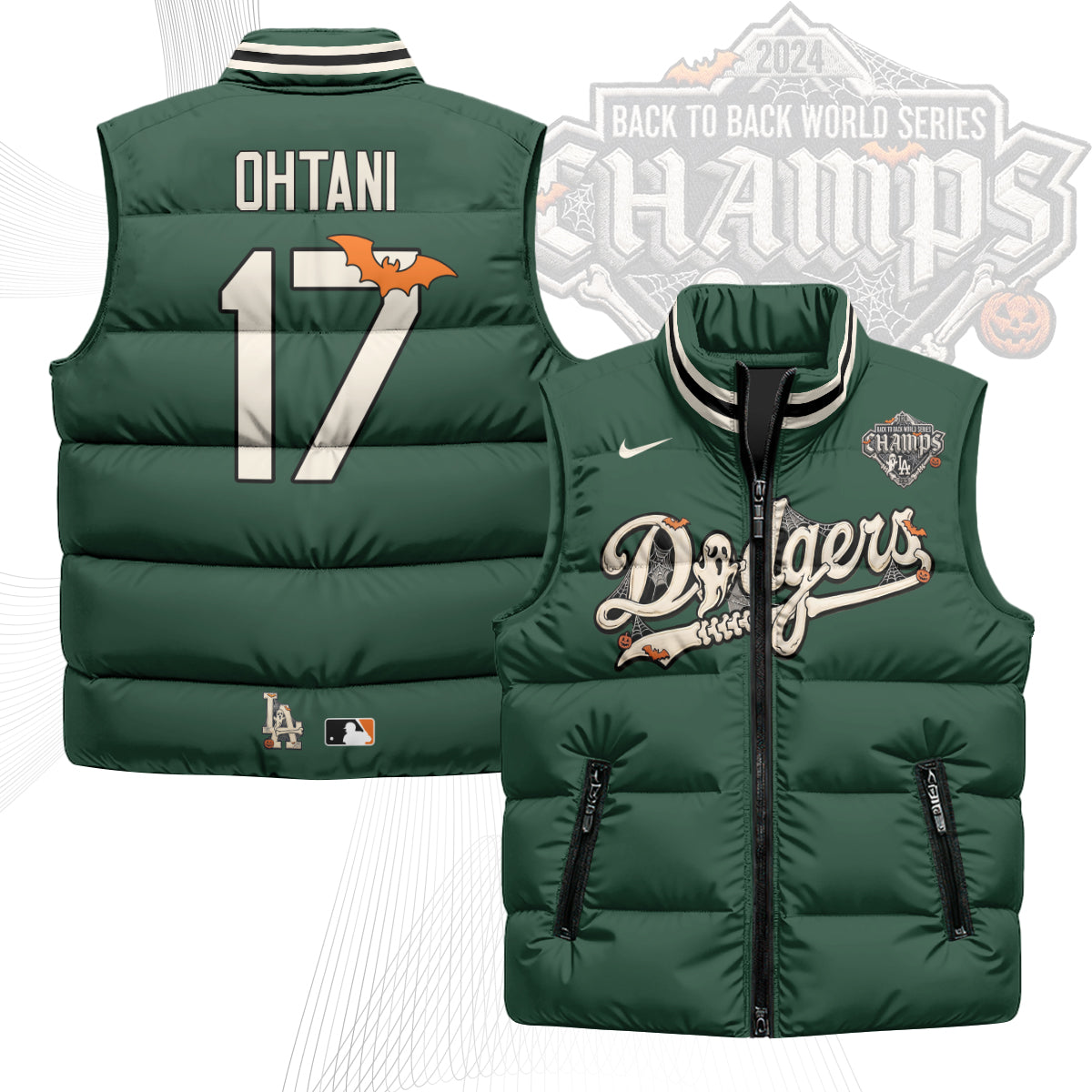 Los Angeles Dodgers Halloween 2026 Unisex Puffer Vest - Printed-NQD