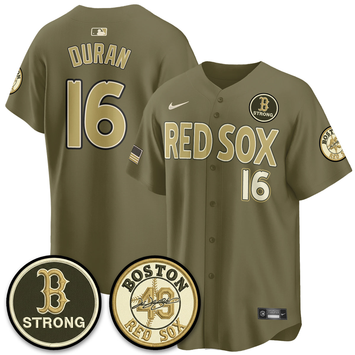 BOS New Era Olive 2026 Armed Forces Day Jersey - Stitched-NQD