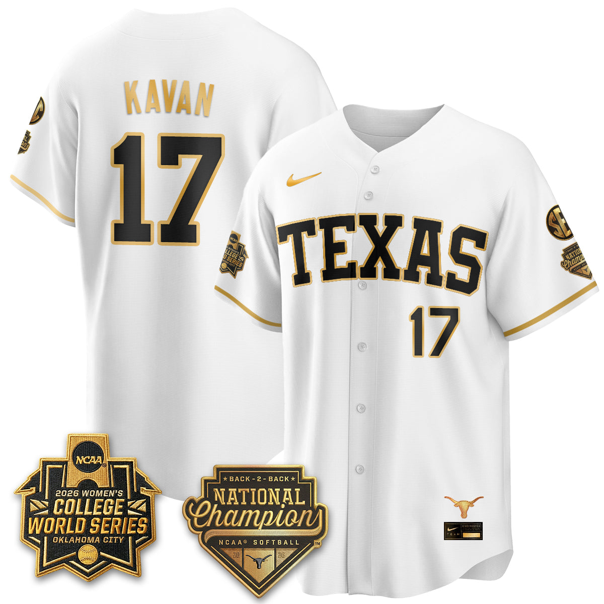 Texas Longhorns Softball 2026 World Series (WCWS) Vapor Premier Limited Jersey - B2B Champs - All Stitched