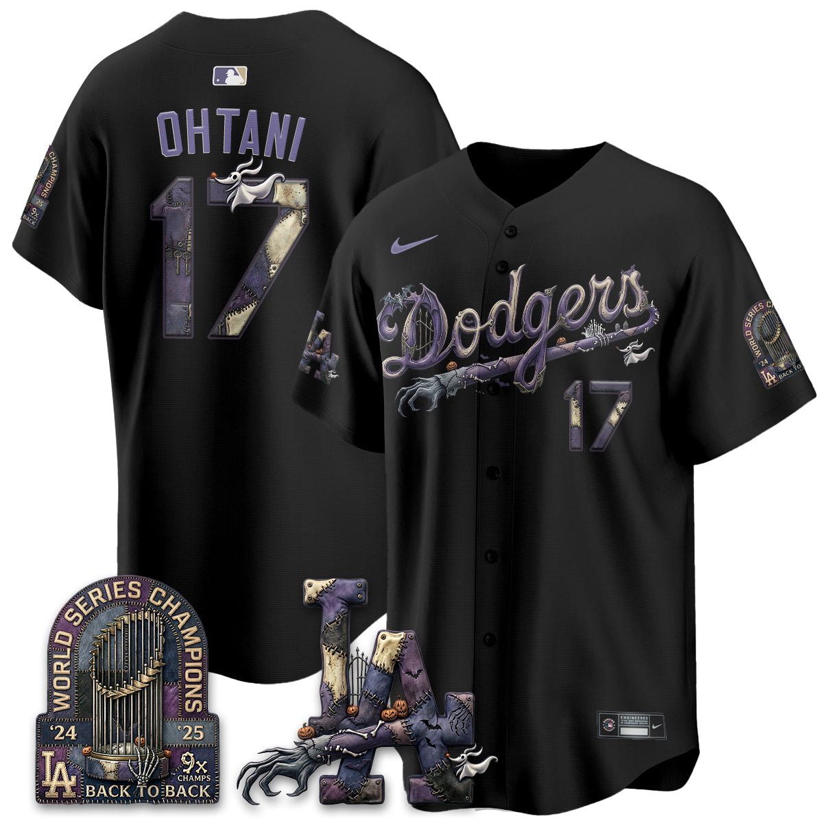 Los Angeles Dodgers Nightmare Edition Vapor Jersey - Printed