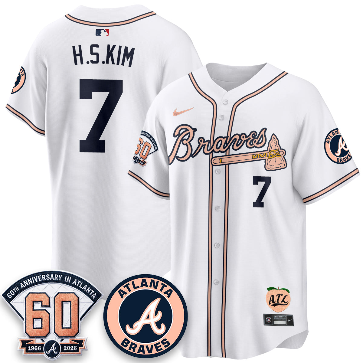 ATL 60th Anniversary Peach Edition Vapor Premier Limited Jersey - All Stitched-DMQ