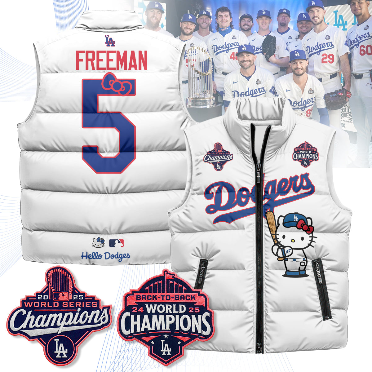 Los Angeles Dodgers Meow KT Edition Unisex Puffer Vest - Printed-NQD