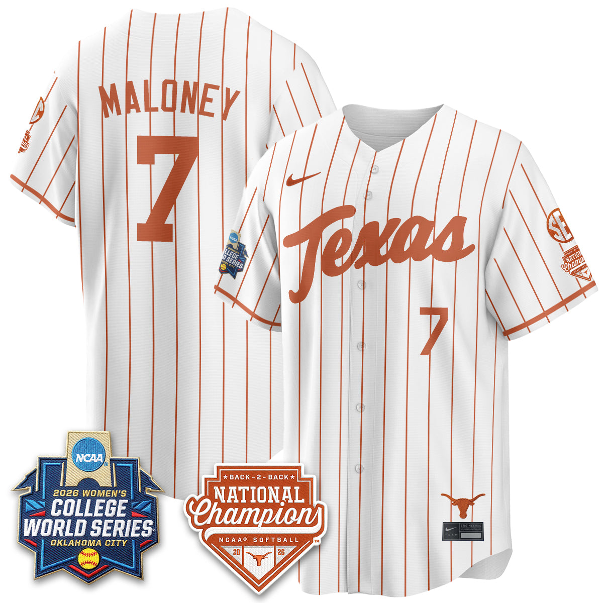 Texas Longhorns Softball 2026 World Series (WCWS) Vapor Premier Limited Jersey - B2B Champs - All Stitched