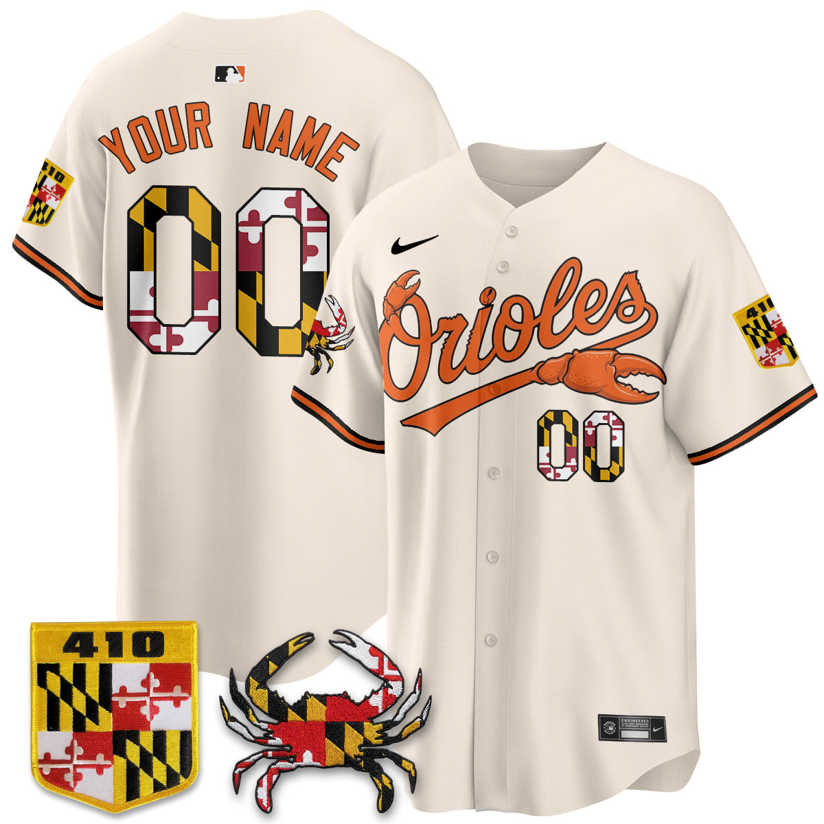 Baltimore Orioles Crab x Maryland Vapor Limited Custom Jersey - Stitched-NQD