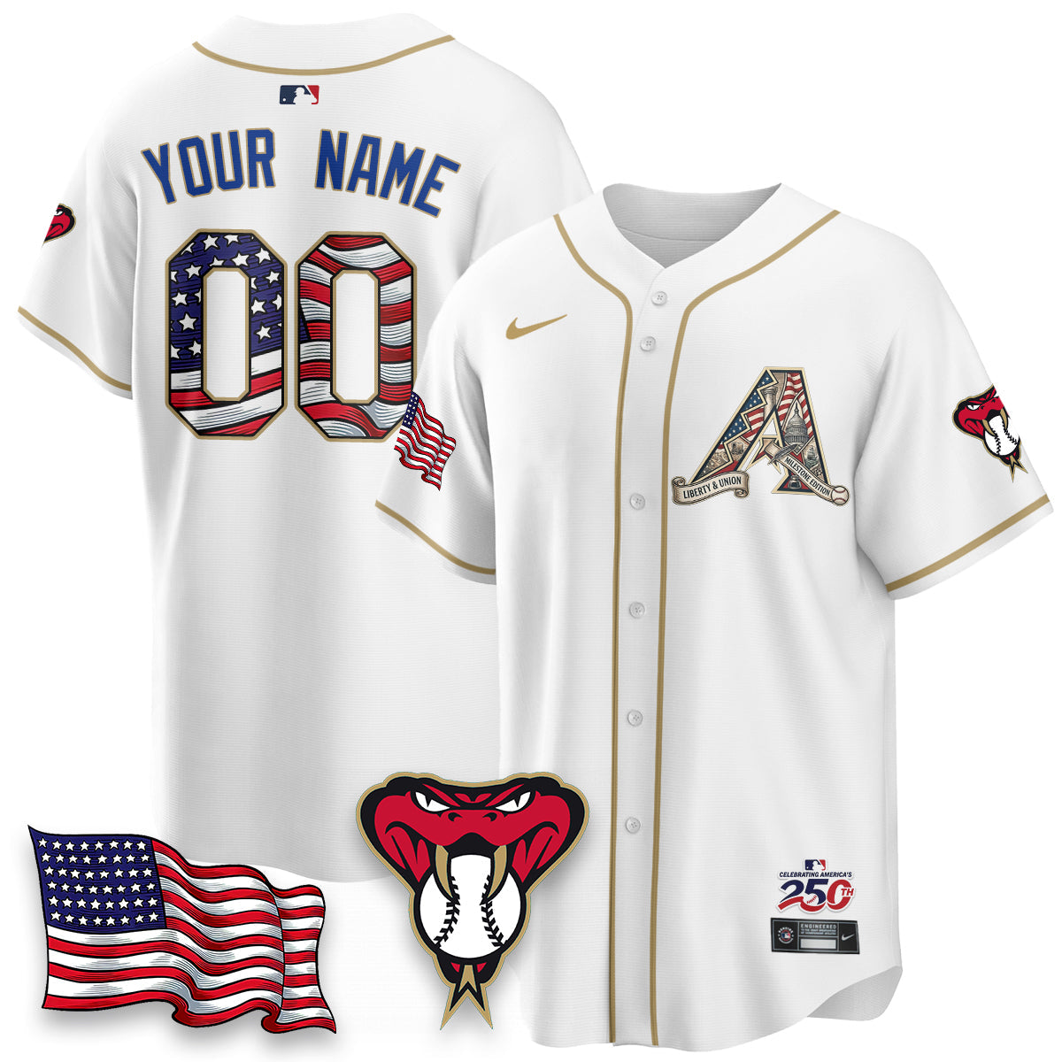 ARI 2026 Independence Day USA Vapor Limited Custom Jersey - Stitched-NQD