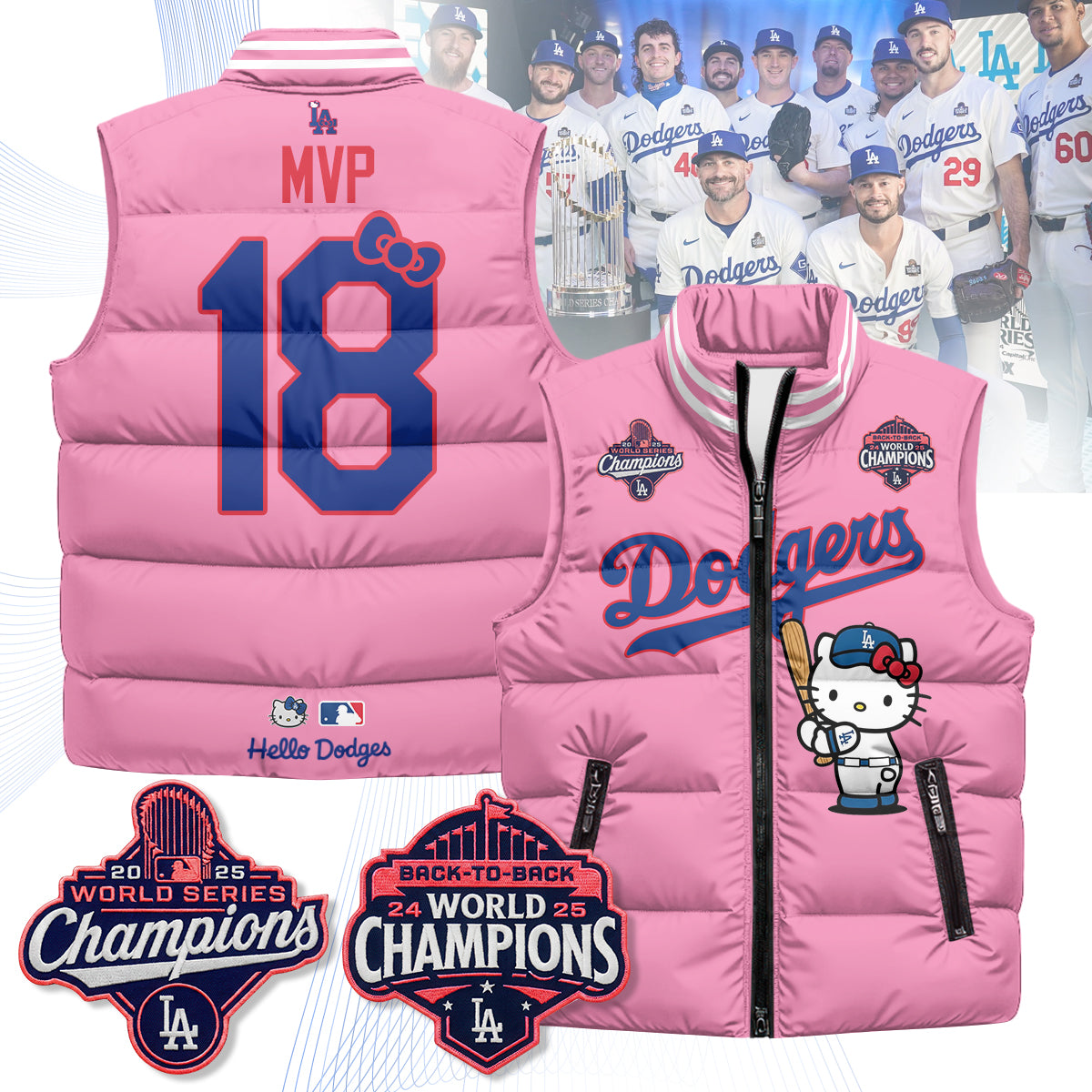 Los Angeles Dodgers Meow KT Edition Unisex Puffer Vest - Printed-NQD
