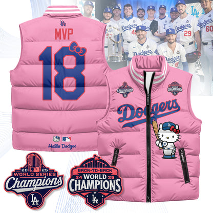 Los Angeles Dodgers Meow KT Edition Unisex Puffer Vest - Printed-NQD
