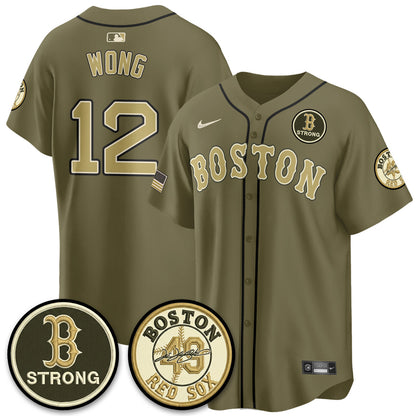BOS New Era Olive 2026 Armed Forces Day Jersey - Stitched-NQD