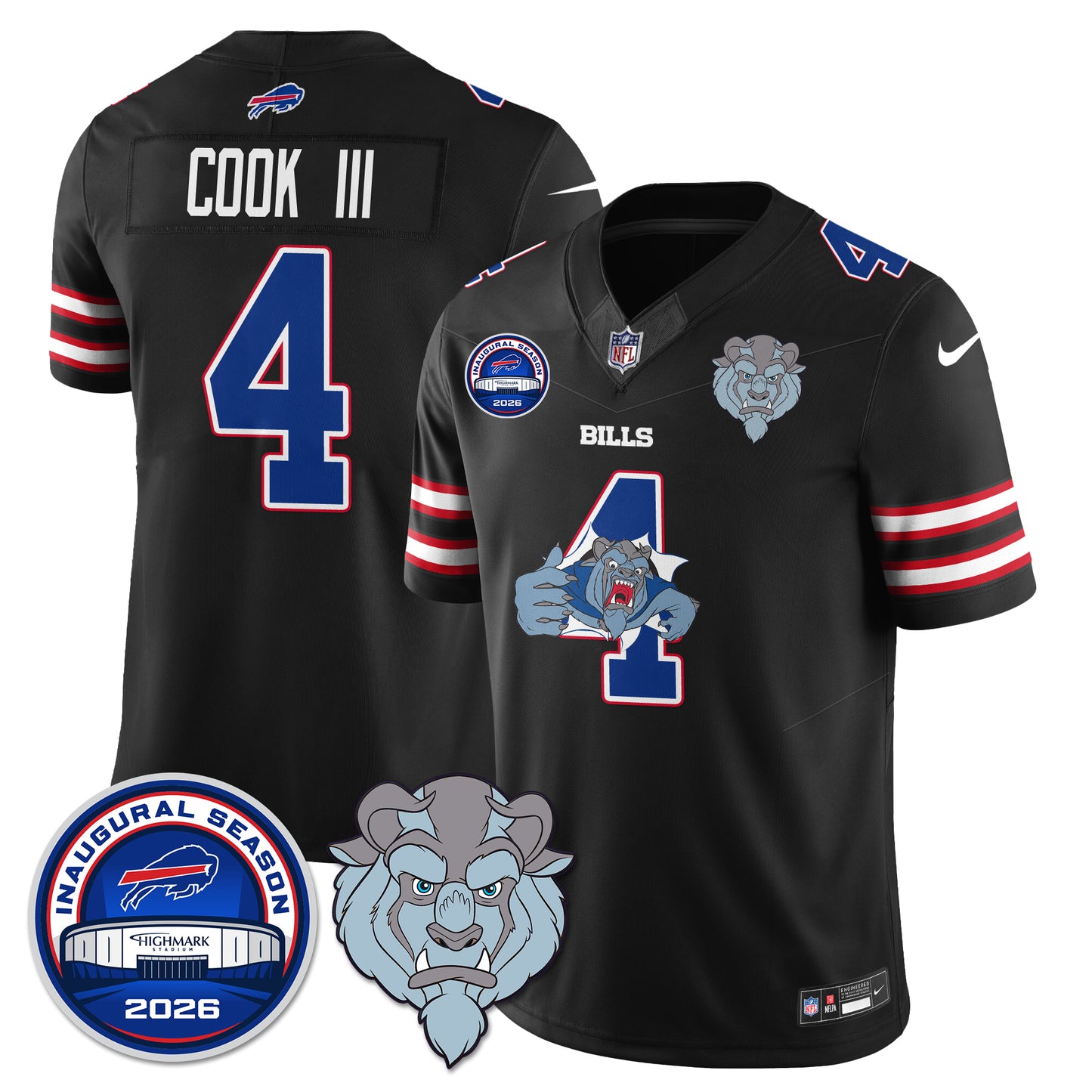 Buffalo Bills x Hairy Blue Beast Edition Vapor Jersey - Stitched