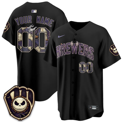 Milwaukee Brewers Nightmare Edition Vapor Custom Jersey - Printed-NQD
