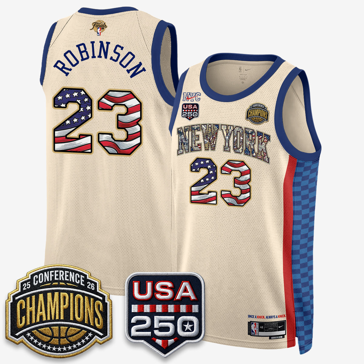 NYK 2026 NBA Eastern Conference Champions x Fourth of July Vapor Jersey - Stitched-NQD