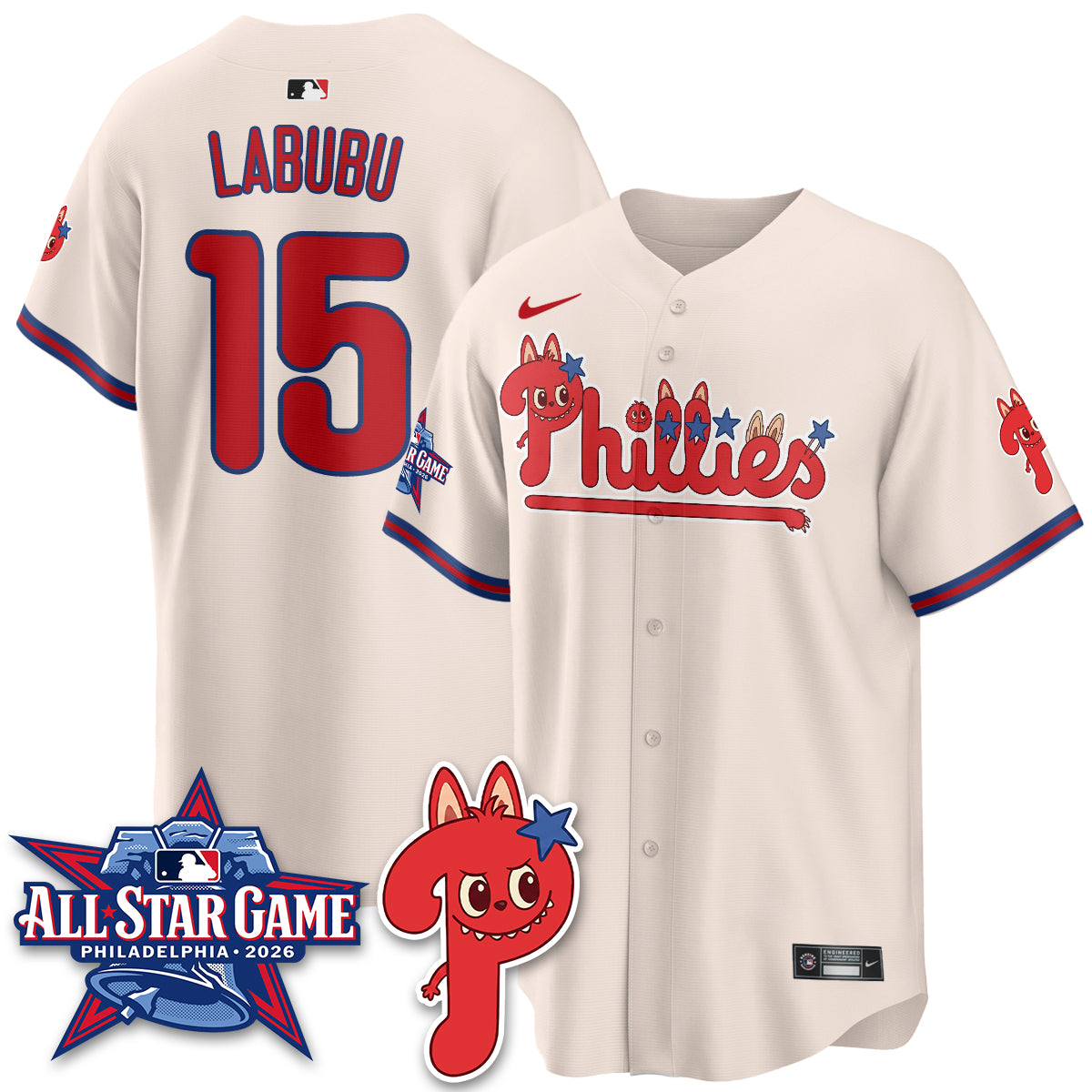 Philadelphia Phillies Fanged Rabbit Doll  Vapor Limited Jersey - Stitched