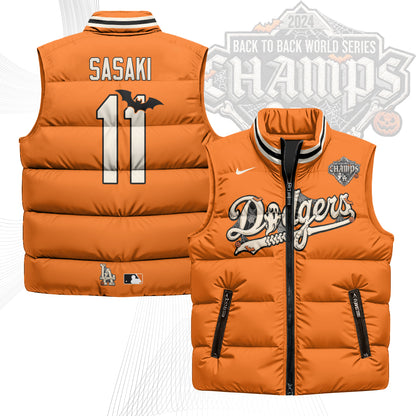 Los Angeles Dodgers Halloween 2026 Unisex Puffer Vest - Printed-NQD
