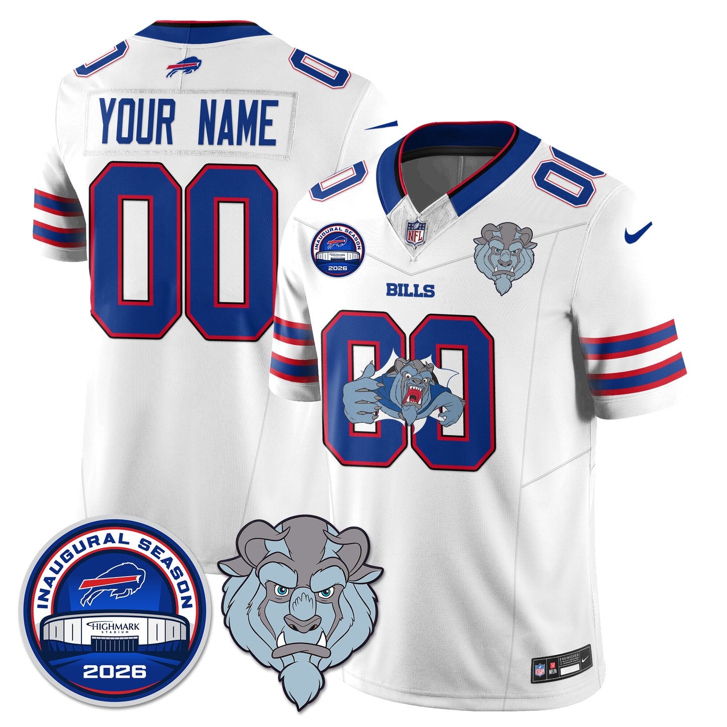 Buffalo Bills x Hairy Blue Beast Edition Vapor Jersey - Stitched