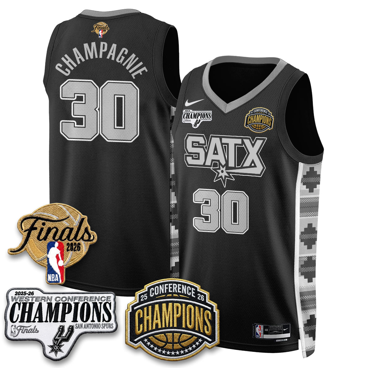 SAS 2026 NBA Western Conference Champions Vapor Jersey - Stitched-NQD
