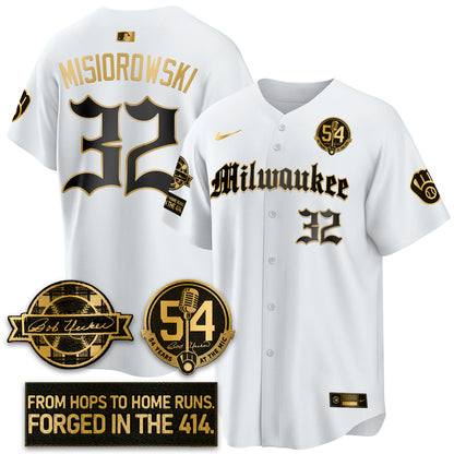 MIL Bob Uecker Patch Vapor Premier Limited Jersey - Gothic Edition - All Stitched