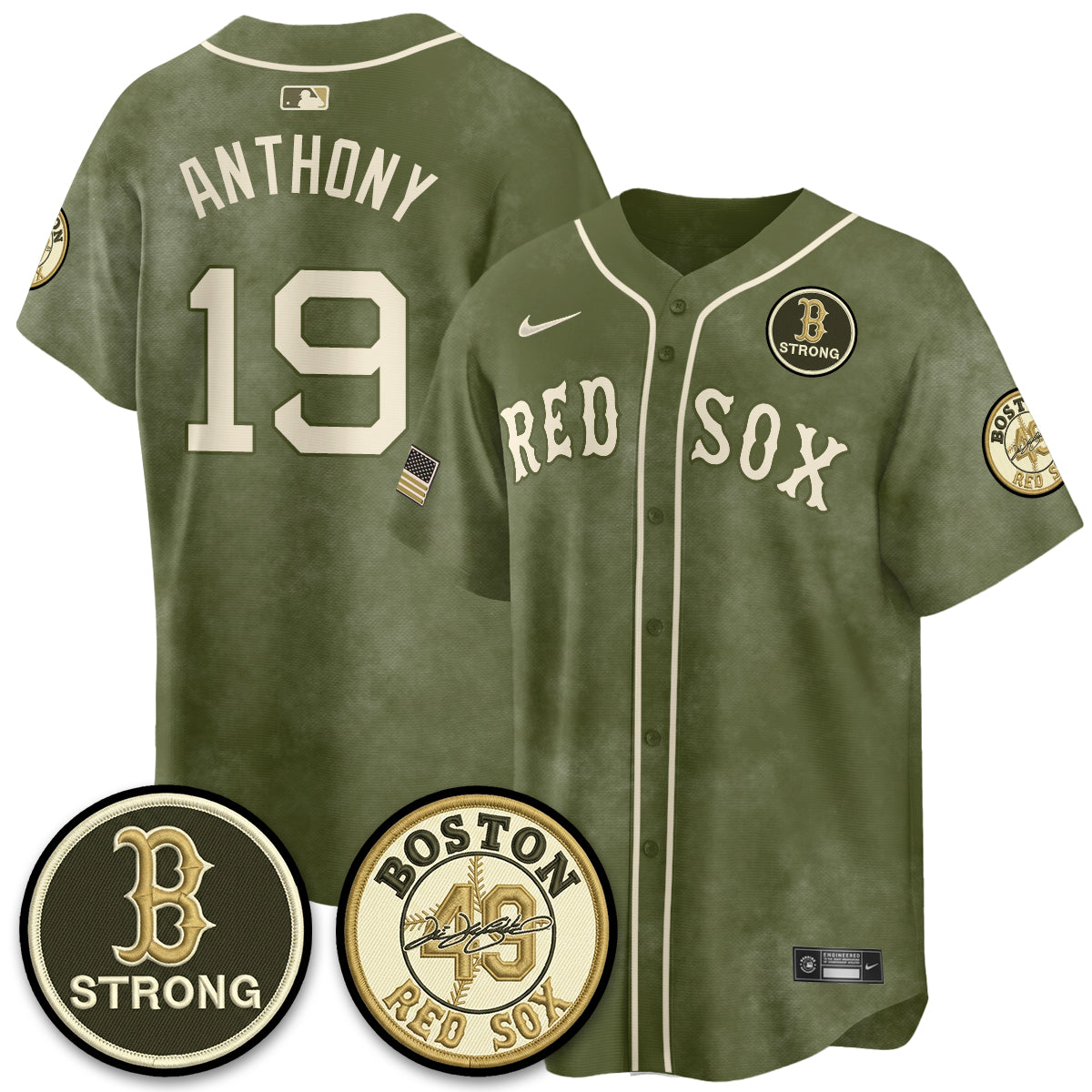 BOS New Era Olive 2026 Armed Forces Day Jersey - Stitched-NQD