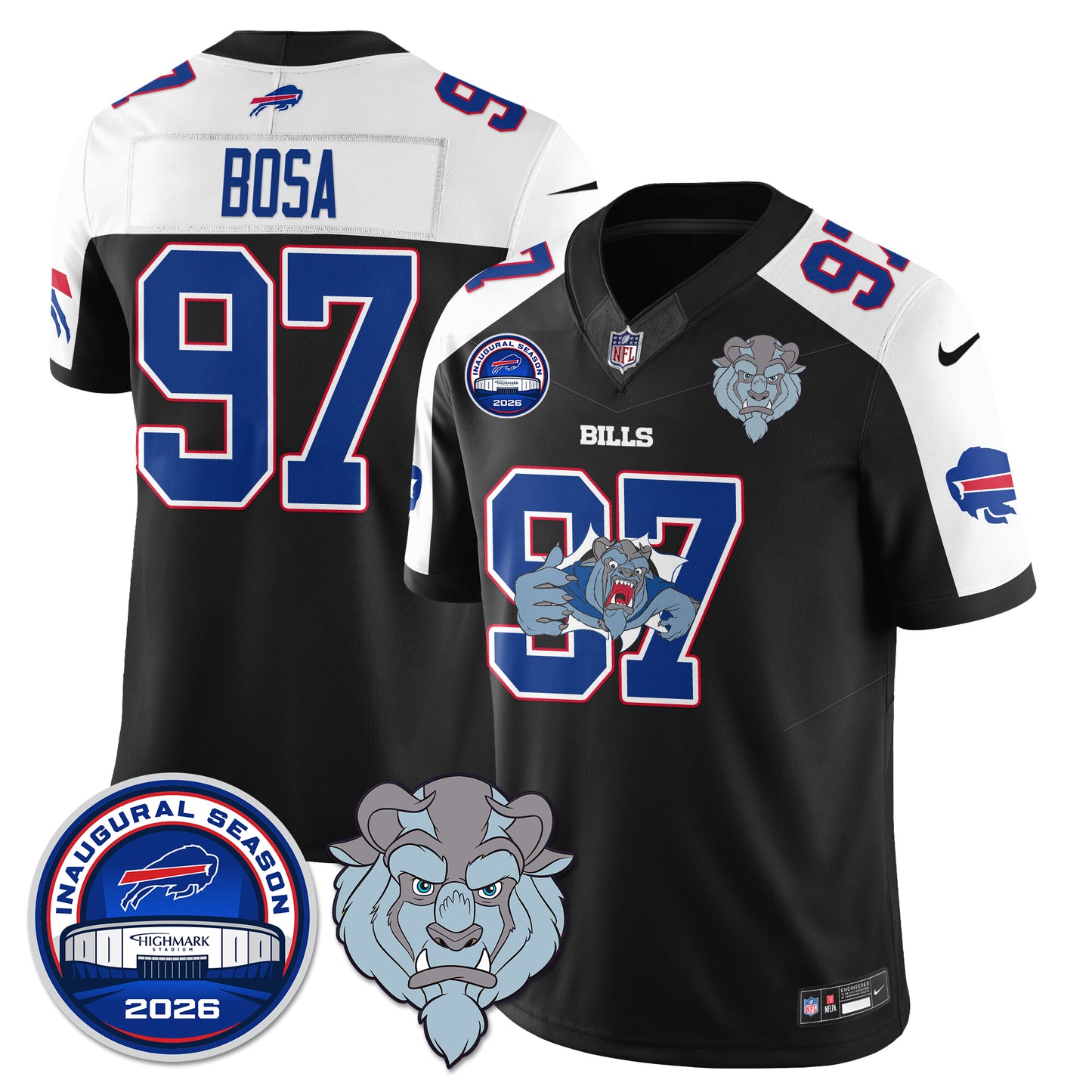 Buffalo Bills x Hairy Blue Beast Edition Vapor Jersey - Stitched