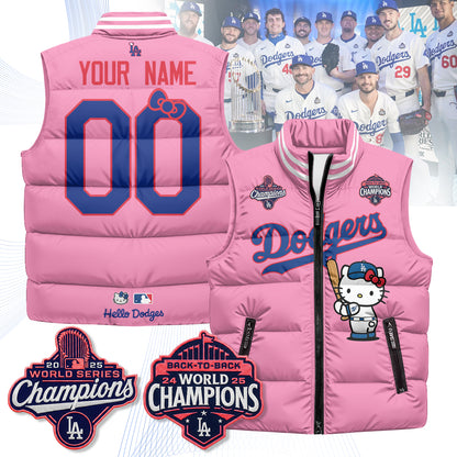 Los Angeles Dodgers Meow KT Edition Unisex Custom Puffer Vest - Printed-NQD