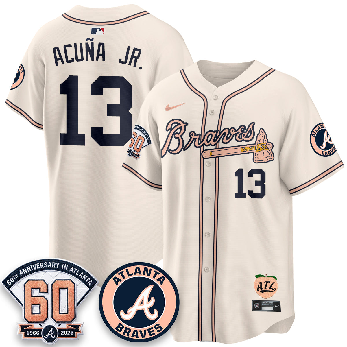 ATL 60th Anniversary Peach Edition Vapor Premier Limited Jersey - All Stitched-DMQ