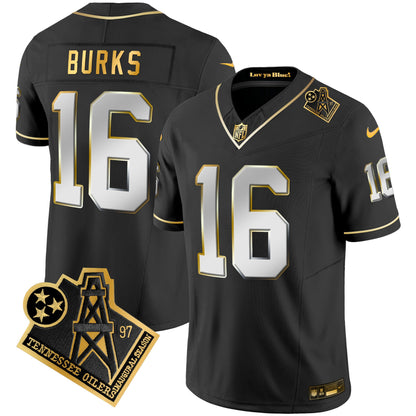 Men's Titans 1997 Throwback Gold Vapor Jersey - All Stitched