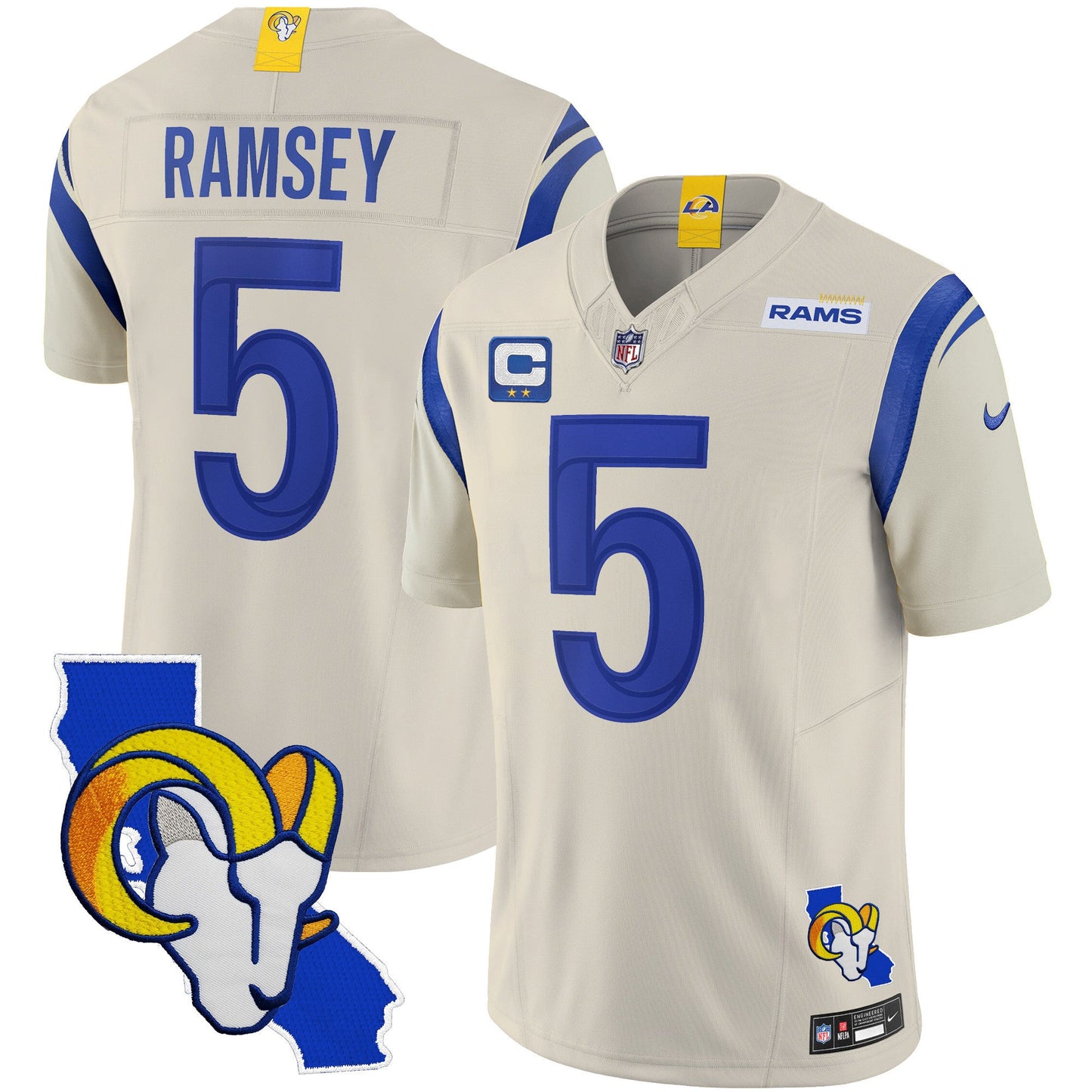 Men's Rams California Patch Vapor Limited Jersey - All Stitched