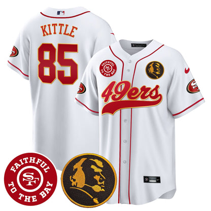 Men's 49ers Faithful & John Madden Patch Baseball Gold Trim Jersey - All Stitched