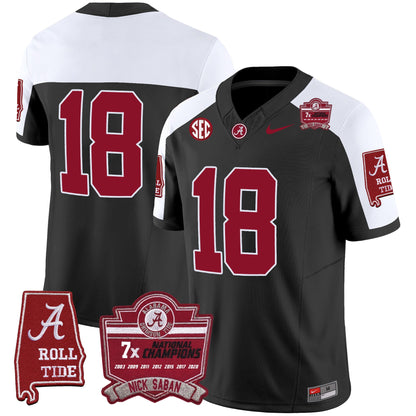 Men's Alabama Crimson Tide Nick Saban 7x Champions Patch Vapor Jersey - All Stitched