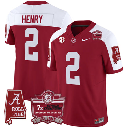 Men's Alabama Crimson Tide Nick Saban 7x Champions Patch Vapor Jersey - All Stitched
