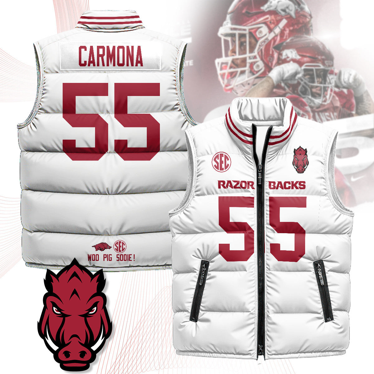 Arkansas Razorbacks Unisex Puffer Vest