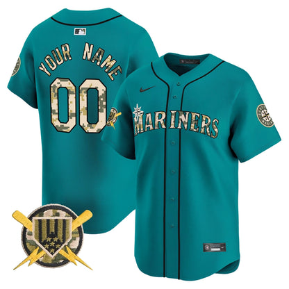 Seattle Mariners Armed Forces Day Vapor Premier Limited Custom Jersey - All Stitched