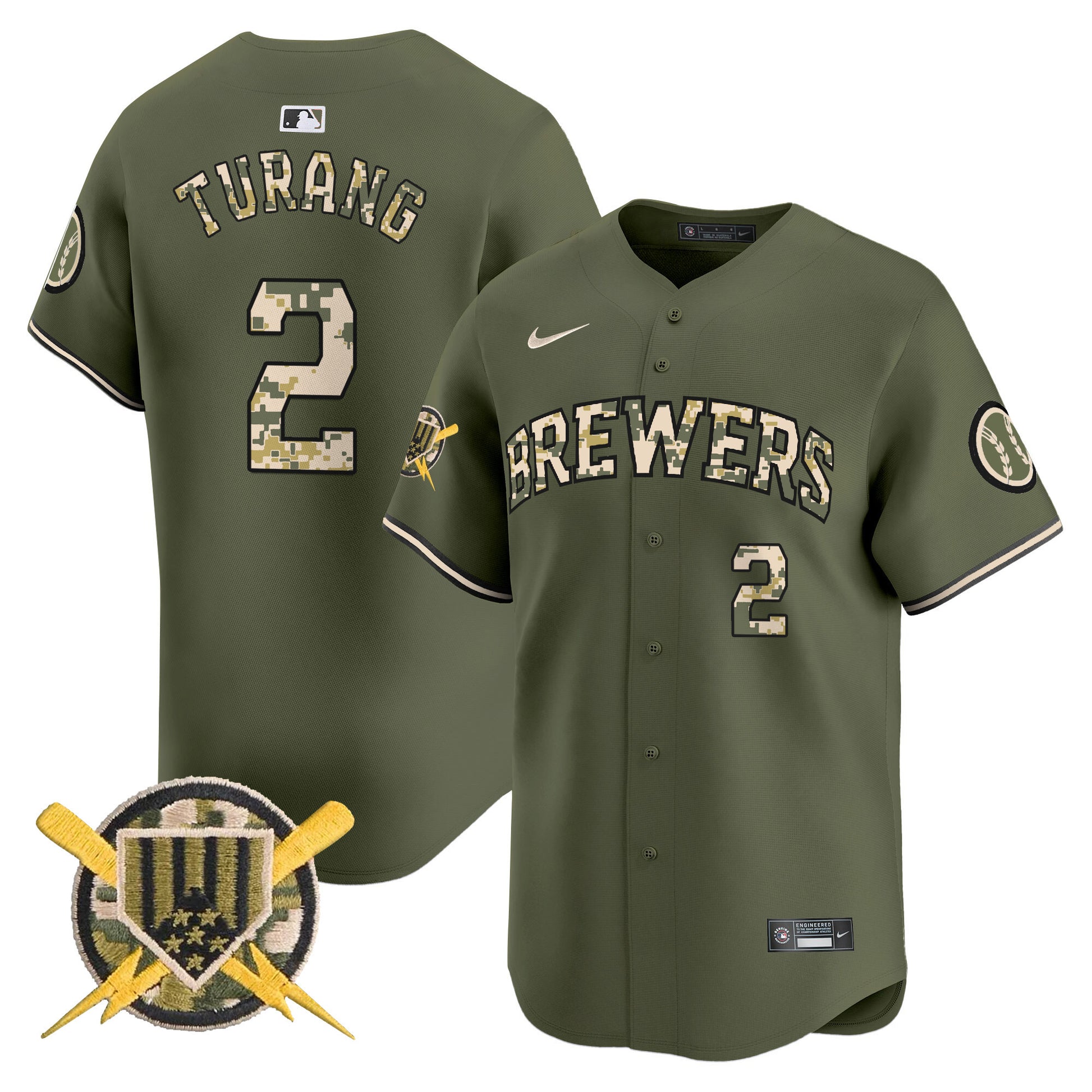Milwaukee Brewers Armed Forces Day Vapor Premier Limited Jersey - All Stitched