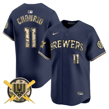 Milwaukee Brewers Armed Forces Day Vapor Premier Limited Jersey - All Stitched