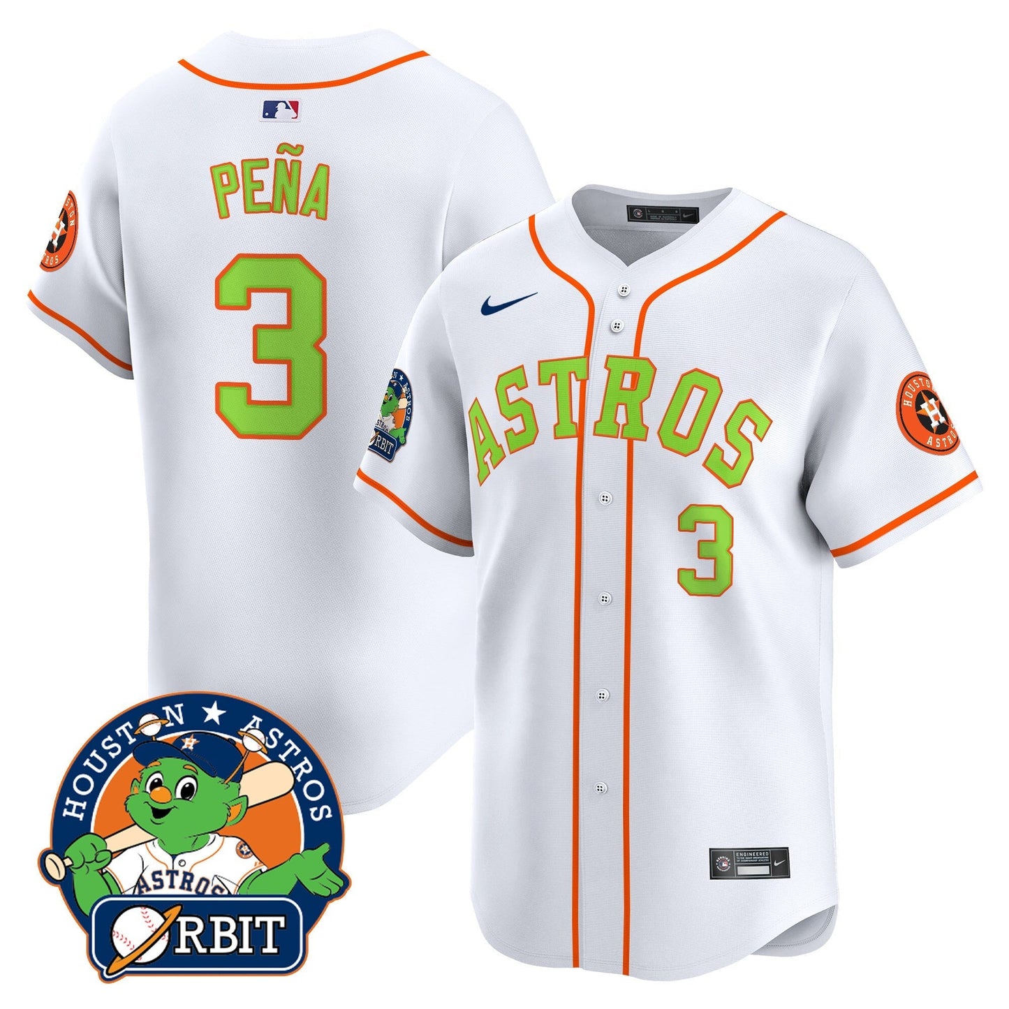 Men's Astros Orbit Patch Vapor Premier Limited Jersey V2 - All Stitched