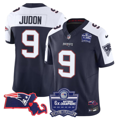 Men's Patriots Bill Belichick 6x Champions Patch Vapor Jersey - All Stitched