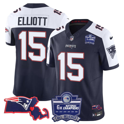 Men's Patriots Bill Belichick 6x Champions Patch Vapor Jersey - All Stitched