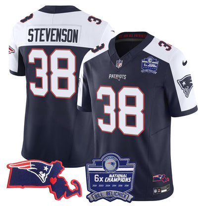 Men's Patriots Bill Belichick 6x Champions Patch Vapor Jersey - All Stitched