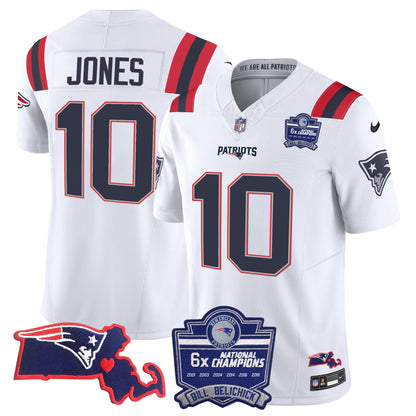 Men's Patriots Bill Belichick 6x Champions Patch Vapor Jersey - All Stitched