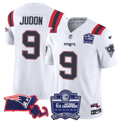 Men's Patriots Bill Belichick 6x Champions Patch Vapor Jersey - All Stitched
