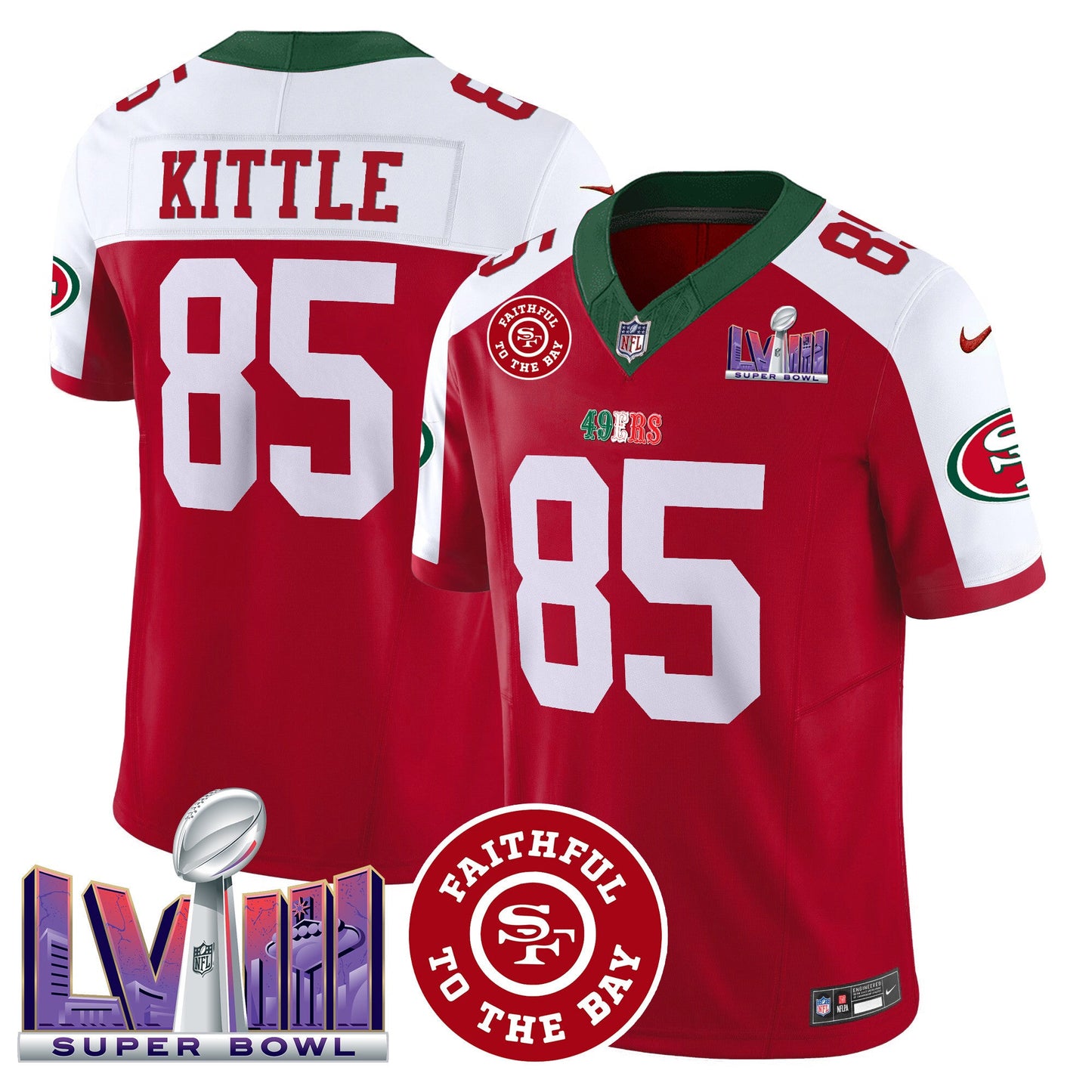 Men's 49ers Mexico Faithful & Super Bowl LVIII Patch Vapor Jersey - All Stitched
