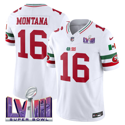 Men's 49ers Mexico Super Bowl LVIII Patch Vapor Jersey - All Stitched