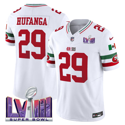 Men's 49ers Mexico Super Bowl LVIII Patch Vapor Jersey - All Stitched