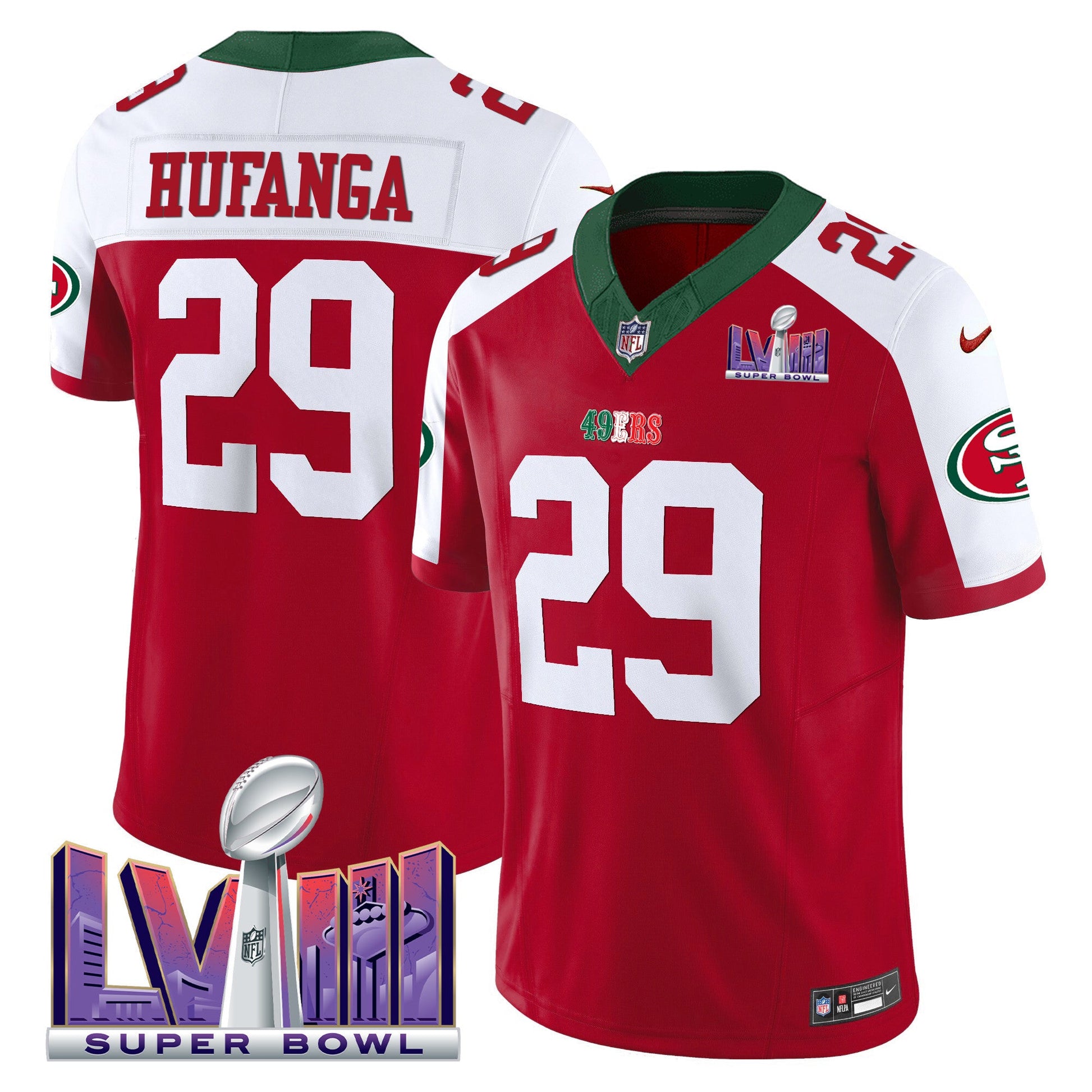 Men's 49ers Mexico Super Bowl LVIII Patch Vapor Jersey - All Stitched