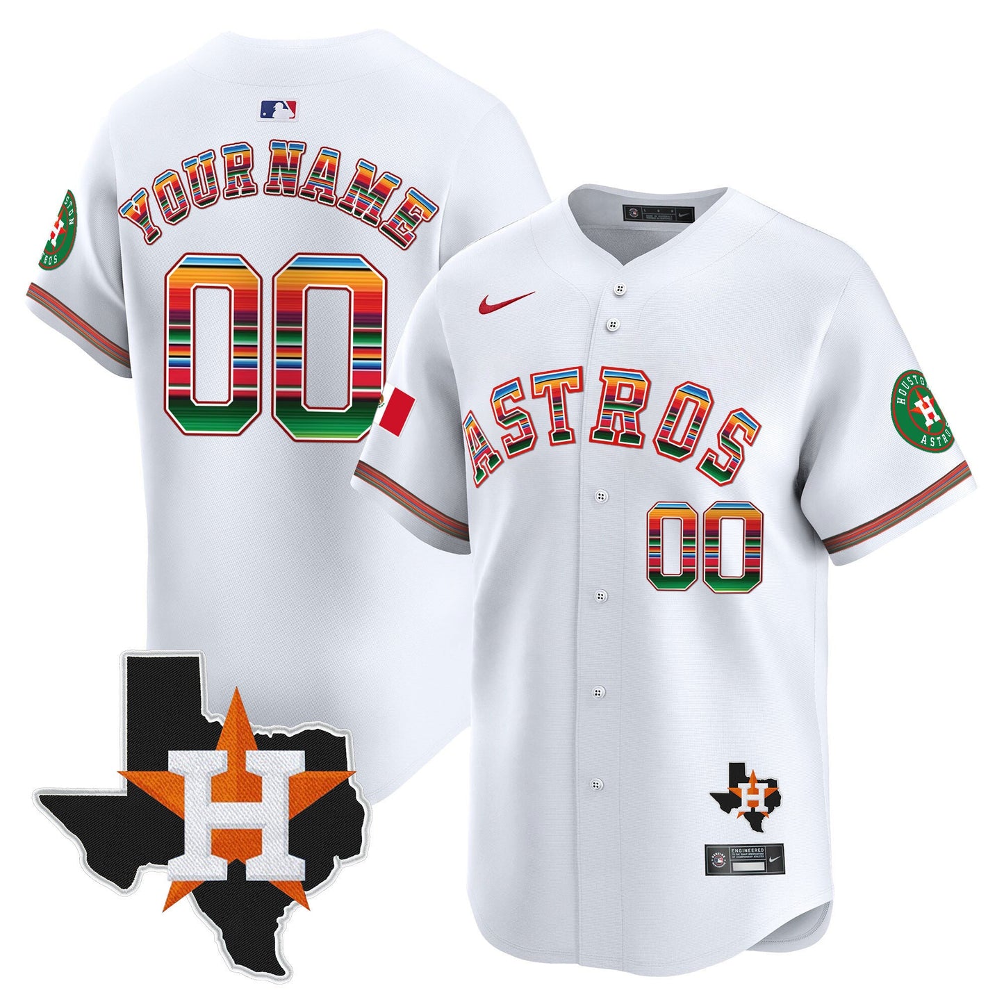 Astros Mexico Texas Patch Vapor Premier Limited Custom Jersey - All Stitched