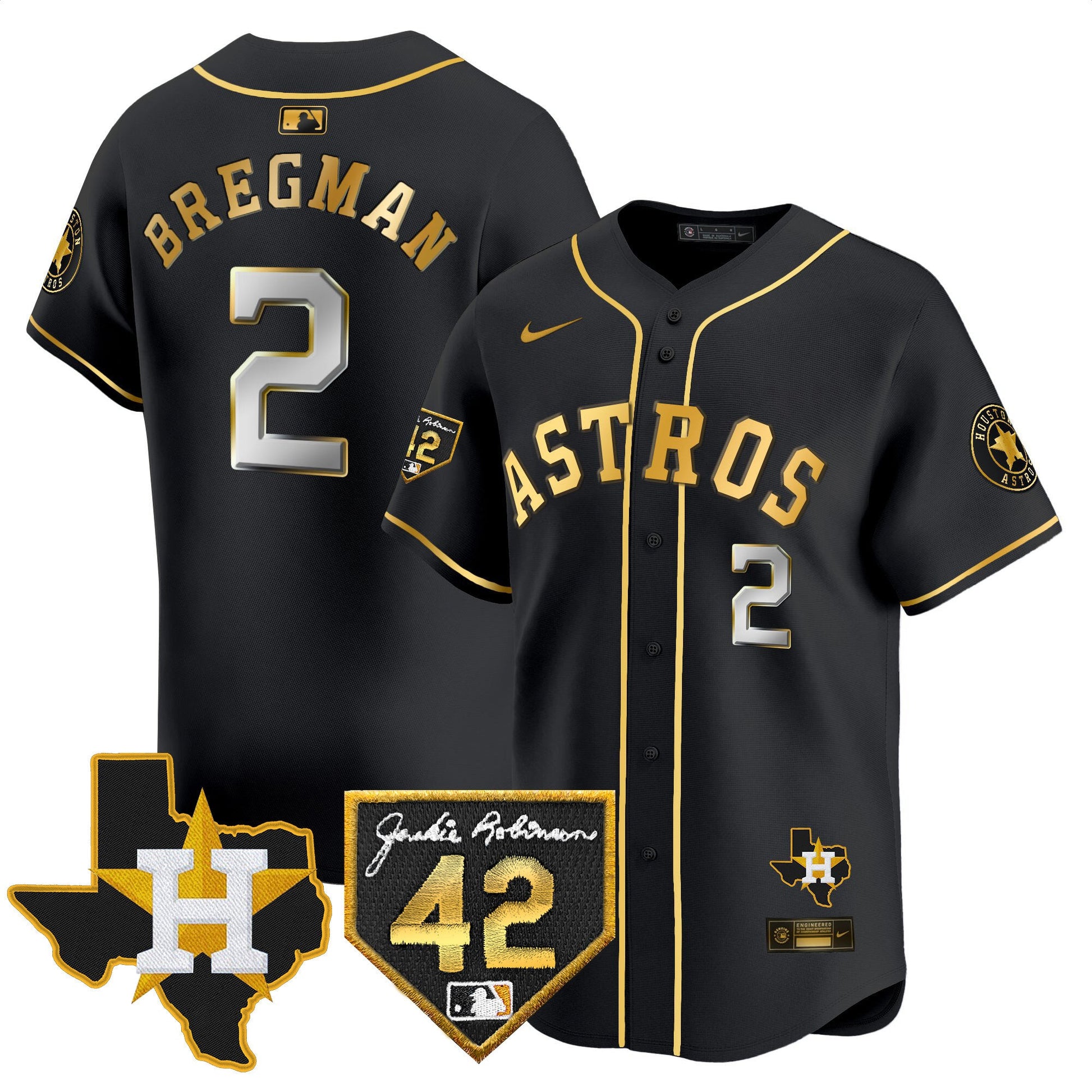 Men's Houston Astros 2024 Robinson & Texas Patch Vapor Premier Limited Jersey - All Stitched